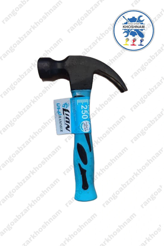 چکش دوشاخ لیون ۲۵۰ گرمی با دسته کوتاه فایبر و روکش نرم